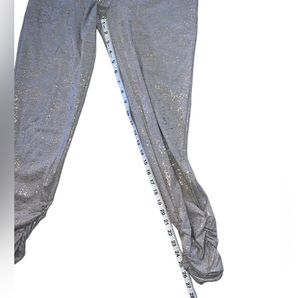 {EUC Soft Surroundings Metallic Gold Splatter High Waist Grey Legging Ruched XS} - Picture 10 of 12